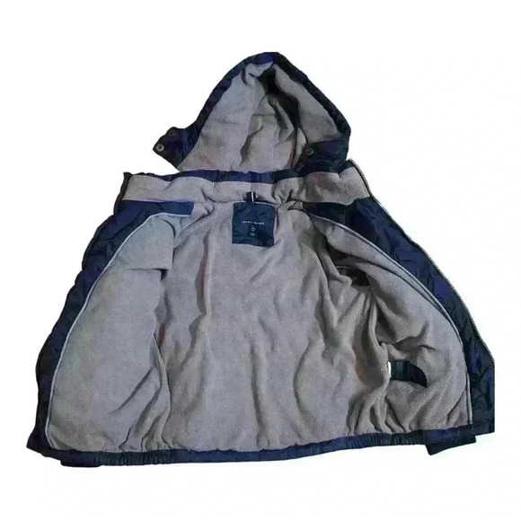Tommy Hilfiger Kid's Blue Flannel Lined Puffer Jacket Removable Hood Size 7 XL - Picture 5 of 8